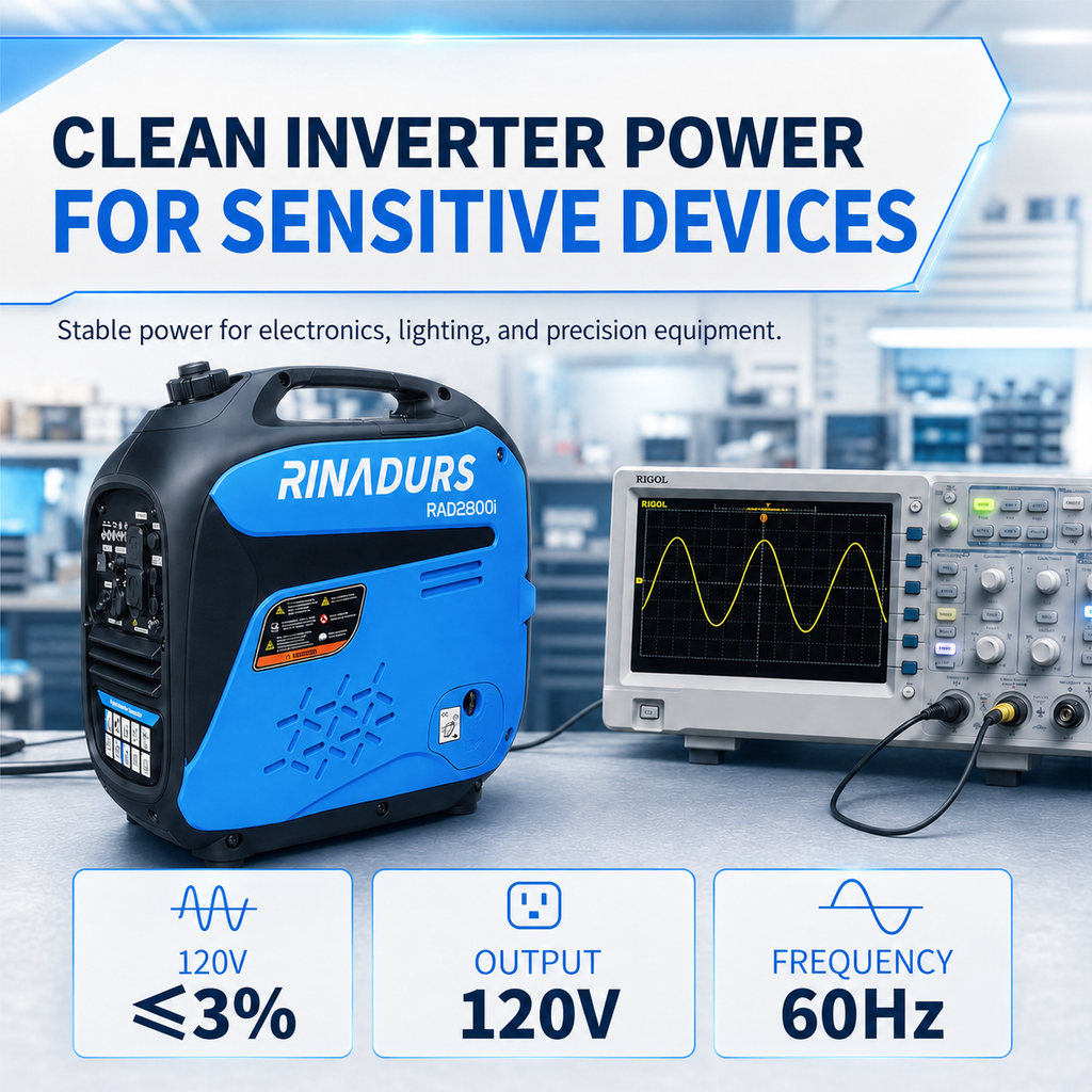 RINADURS 2800W Peak Portable Inverter Generator, Fuel Efficient Gas Powered Generator with CO Sensor, Parallel Ready for Camping, Tailgating, Outdoor Use and Emergency Backup