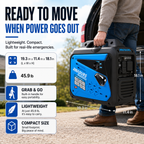 RINADURS 3500W Peak Portable Inverter Generator, Gas Powered Home Emergency Backup Generator with CO Sensor, Parallel Ready for Camping, RV Essentials and Outdoor Use