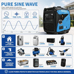 RINADURS 6000W Peak Portable Inverter Generator, Gas Powered Electric Start Generator with CO Sensor for Home Backup, Emergency Power, Food Truck, Jobsite and Outdoor Use